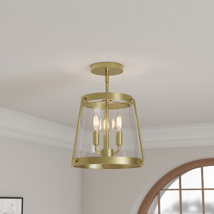 Millennium Lighting Adabella 3Lt Semi Flush Mount, Brass/Clear