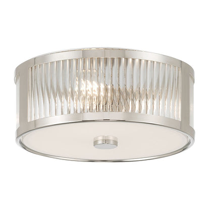 Millennium Lighting Ardezia 3Lt Flush Mount, Nickel/Clear Ribbed - 23203-PN