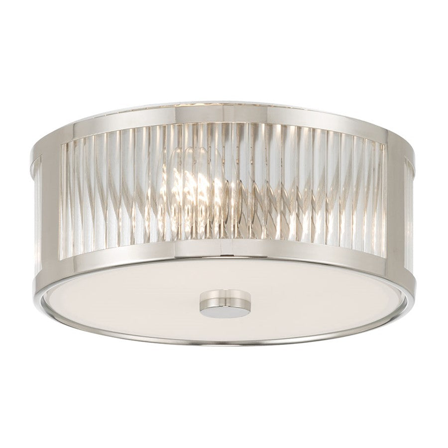 Millennium Lighting Ardezia 3Lt Flush Mount, Nickel/Clear Ribbed