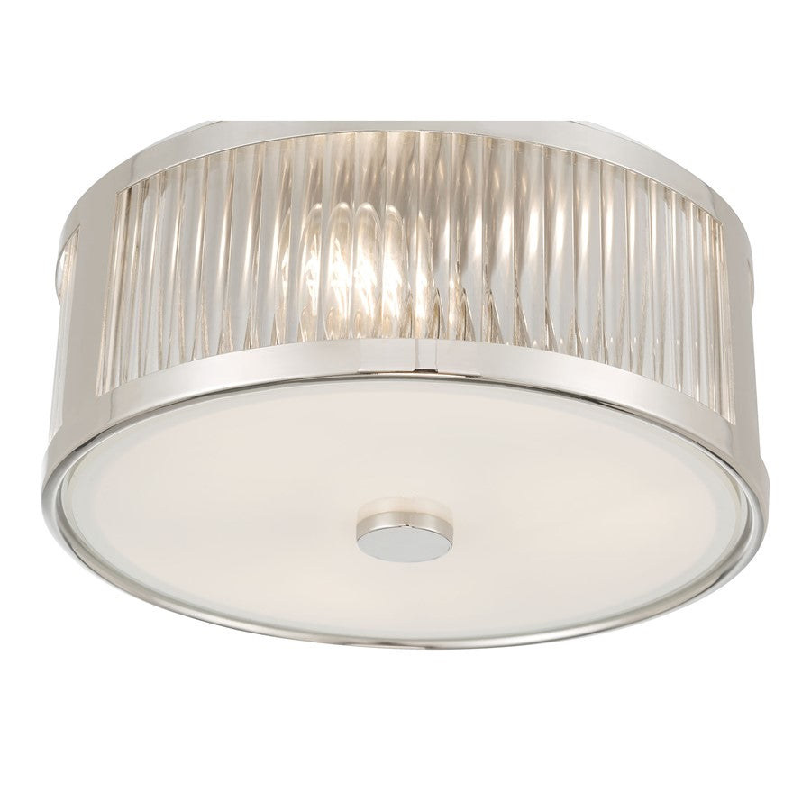 Millennium Lighting Ardezia 3Lt Flush Mount, Nickel/Clear Ribbed