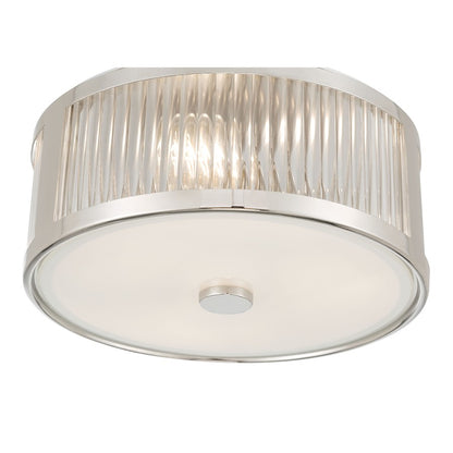 Millennium Lighting Ardezia 3Lt Flush Mount, Nickel/Clear Ribbed
