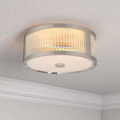 Millennium Lighting Ardezia 3Lt Flush Mount, Nickel/Clear Ribbed
