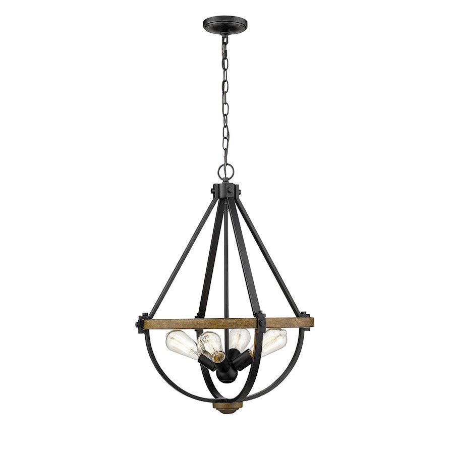 4 Light 25.5" Pendant, Matte Black
