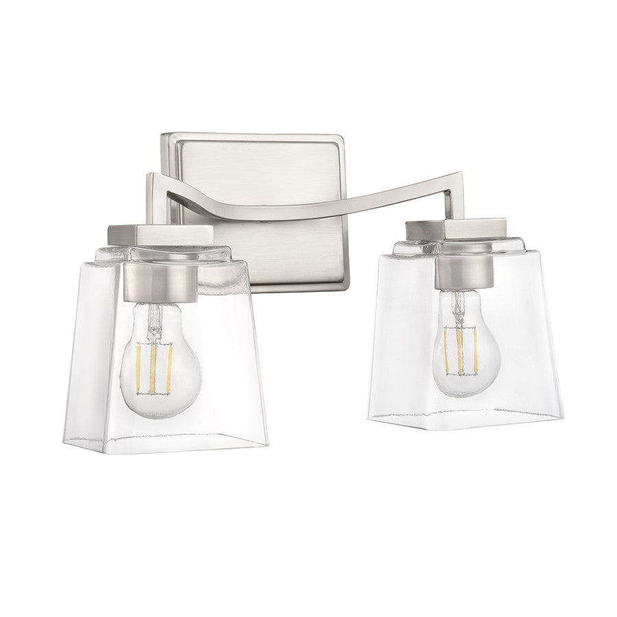 Millennium Lighting Avenna 2Lt 15" Vanity, Nickel/Clear Square - 24002-BN