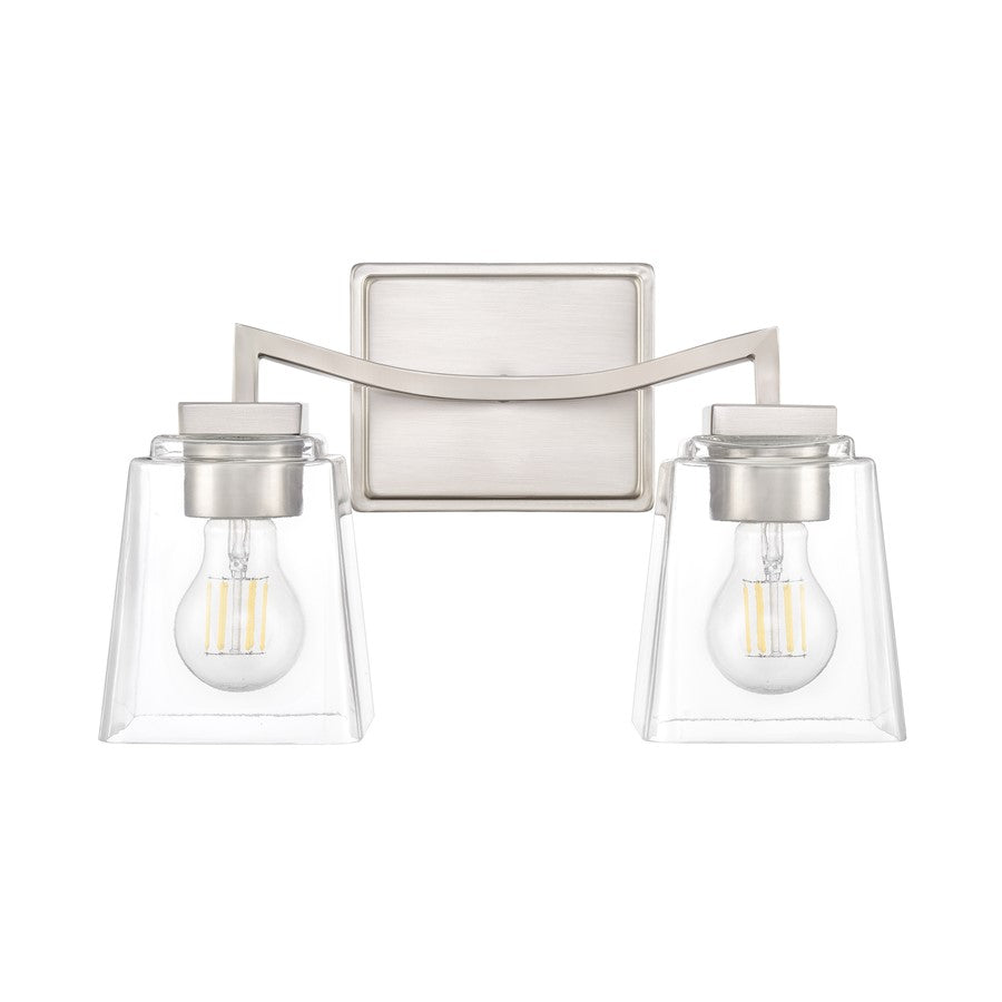 Millennium Lighting Avenna 2Lt 15" Vanity, Nickel/Clear Square