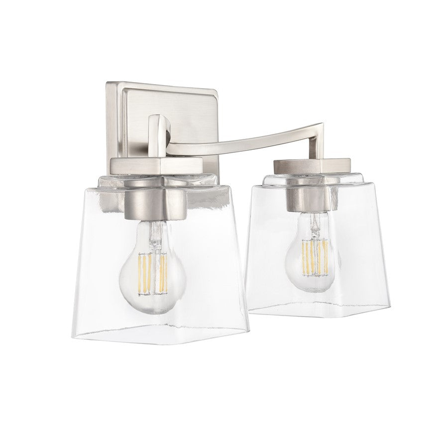 Millennium Lighting Avenna 2Lt 15" Vanity, Nickel/Clear Square