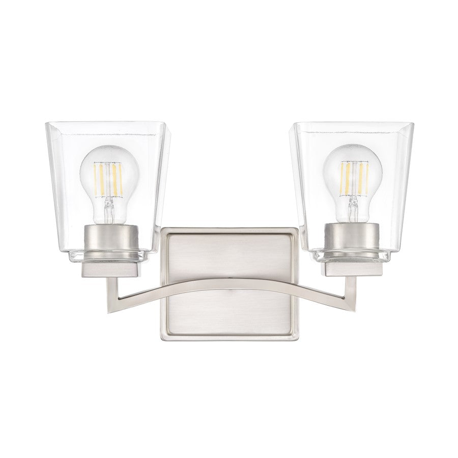 Millennium Lighting Avenna 2Lt 15" Vanity, Nickel/Clear Square