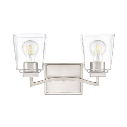Millennium Lighting Avenna 2Lt 15" Vanity, Nickel/Clear Square