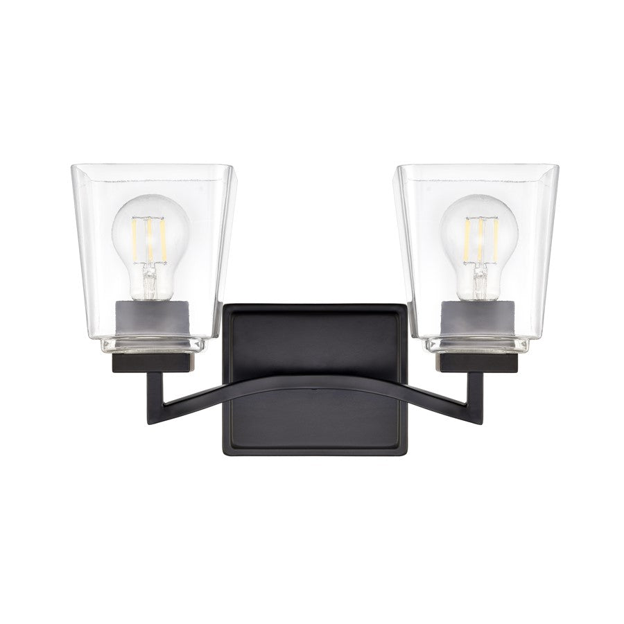 Millennium Lighting Avenna 2Lt 15" Vanity, Black/Clear Square