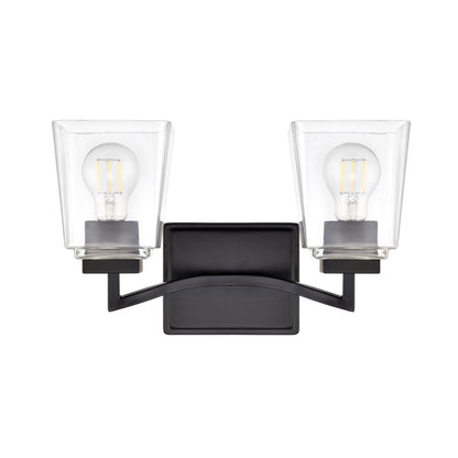 Millennium Lighting Avenna 2Lt 15" Vanity, Black/Clear Square