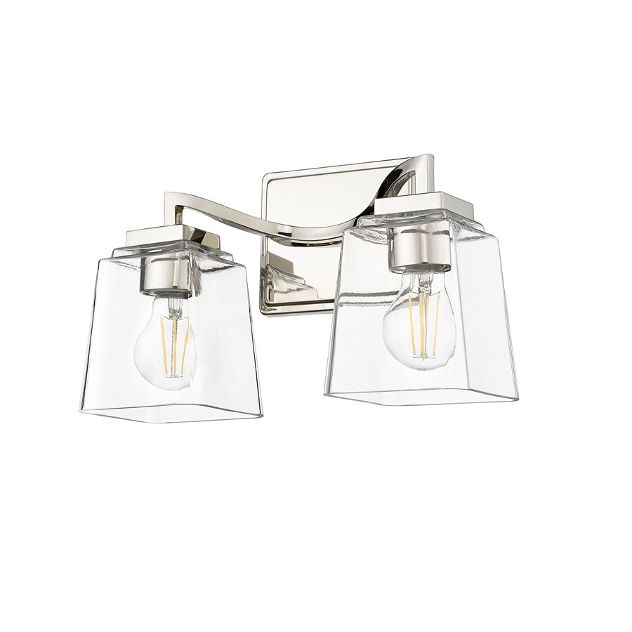 Millennium Lighting Avenna 2Lt Vanity, Polished Nickel/Clear