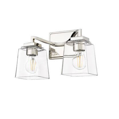 Millennium Lighting Avenna 2Lt Vanity, Polished Nickel/Clear