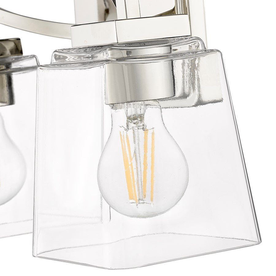 Millennium Lighting Avenna 2Lt Vanity, Polished Nickel/Clear