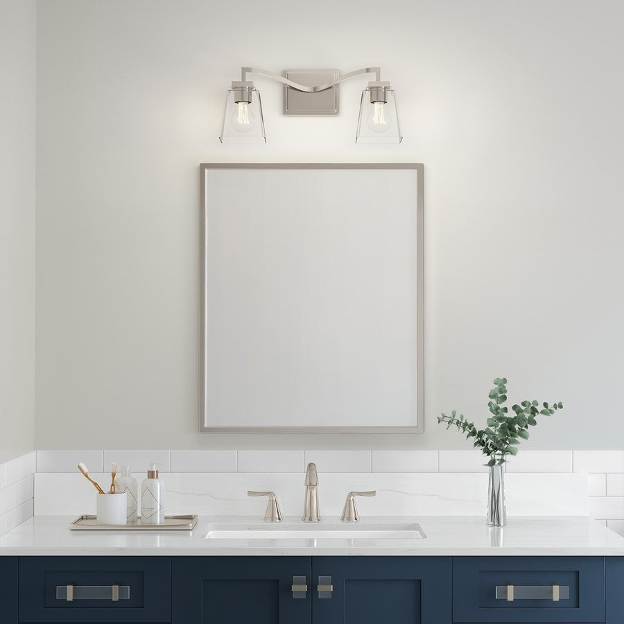 Millennium Lighting Avenna 2Lt Vanity, Polished Nickel/Clear