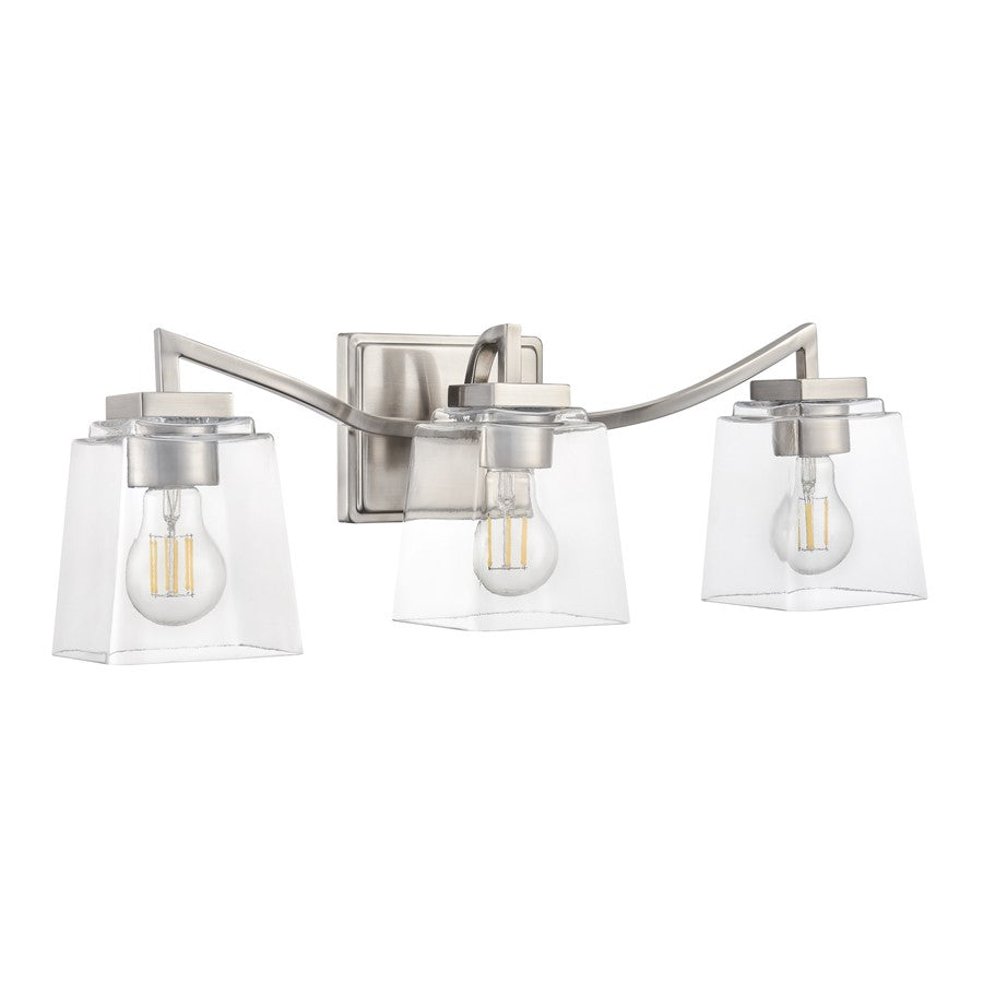 Millennium Lighting Avenna 3Lt 24" Vanity, Nickel/Clear Square - 24003-BN