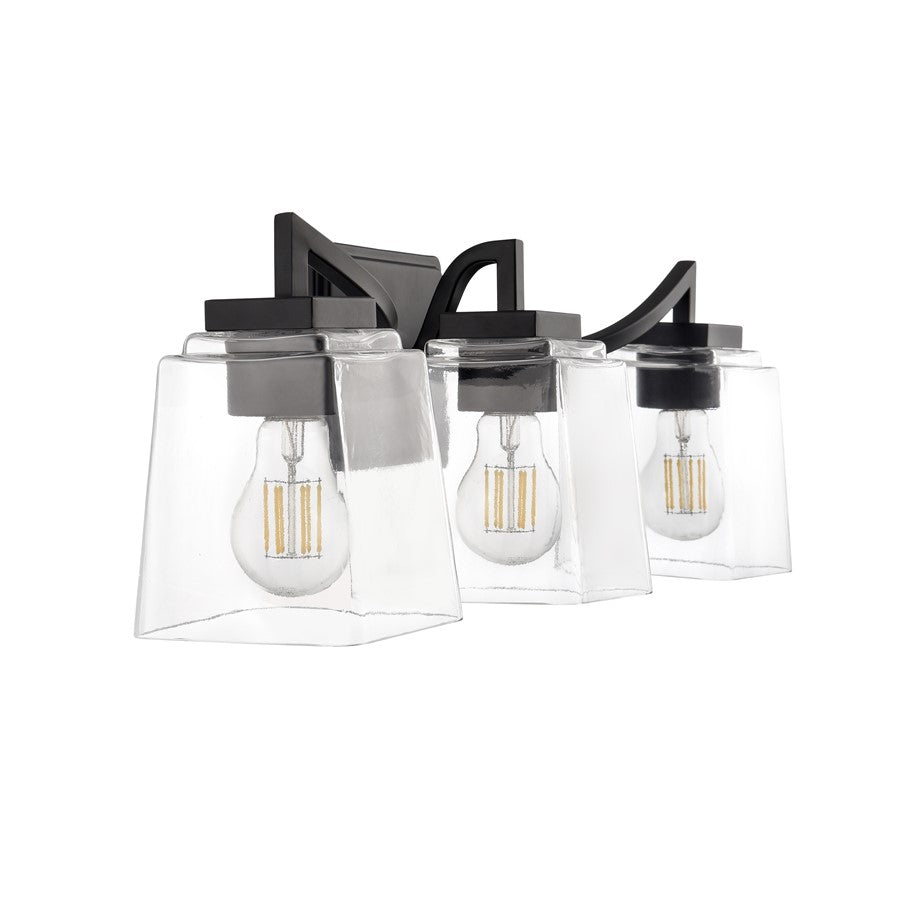 Millennium Lighting Avenna 3Lt 24" Vanity, Black/Clear Square