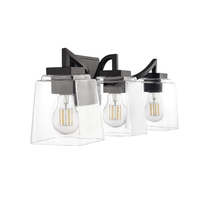 Millennium Lighting Avenna 3Lt 24" Vanity, Black/Clear Square