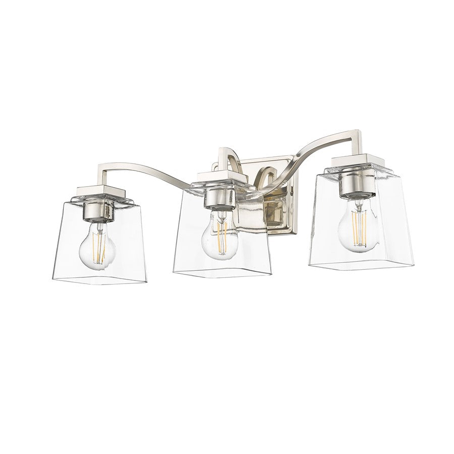 Millennium Lighting Avenna 3Lt Vanity, Polished Nickel/Clear
