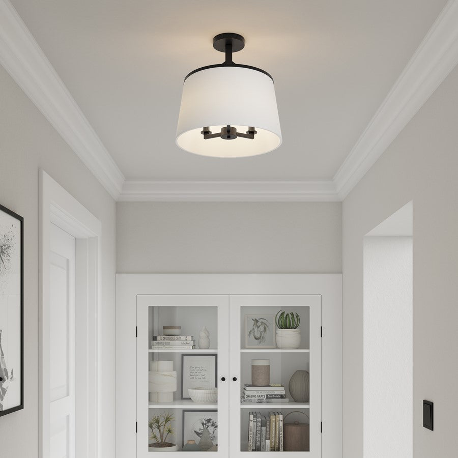 Millennium Lighting Montrine 3Lt Pendant, Matte Black/White