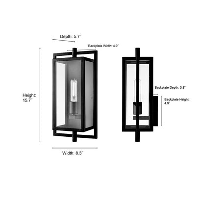 Millennium Lighting Rankin 1Lt Outdoor Wall Sconce, Black/Clear