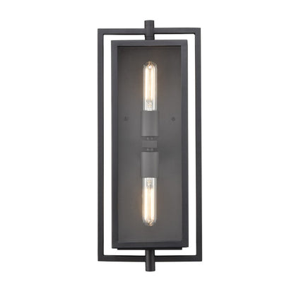 Millennium Lighting Rankin 2Lt Outdoor Wall Sconce, Black/Clear - 250002-TBK