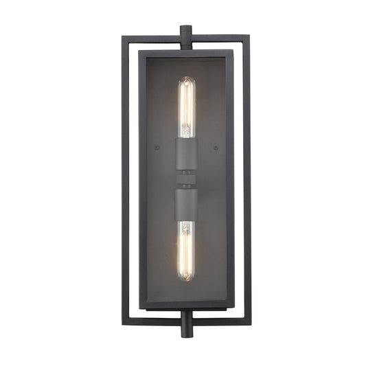 Millennium Lighting Rankin 2Lt Outdoor Wall Sconce, Black/Clear - 250002-TBK