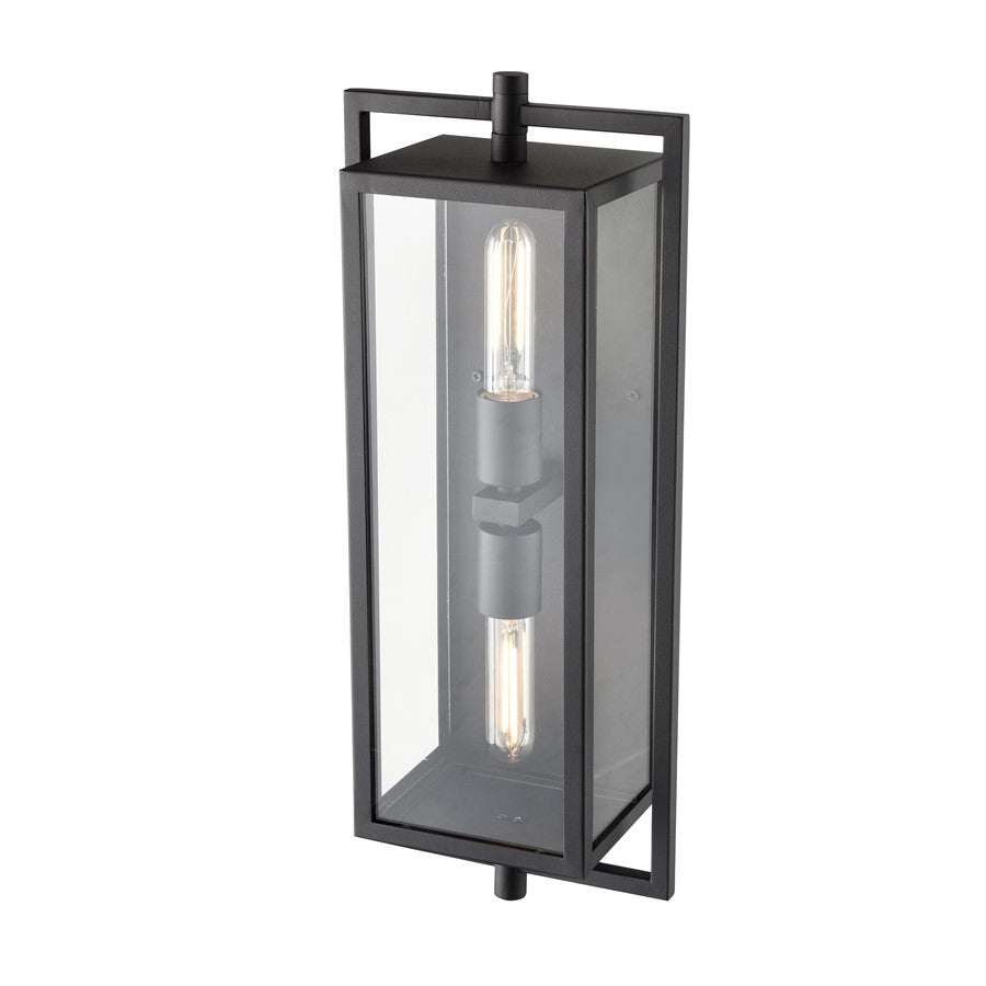 Millennium Lighting Rankin 2Lt Outdoor Wall Sconce, Black/Clear