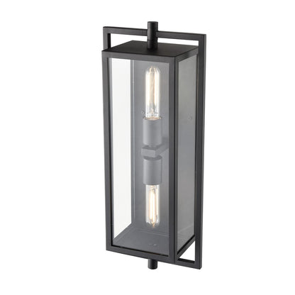 Millennium Lighting Rankin 2Lt Outdoor Wall Sconce, Black/Clear