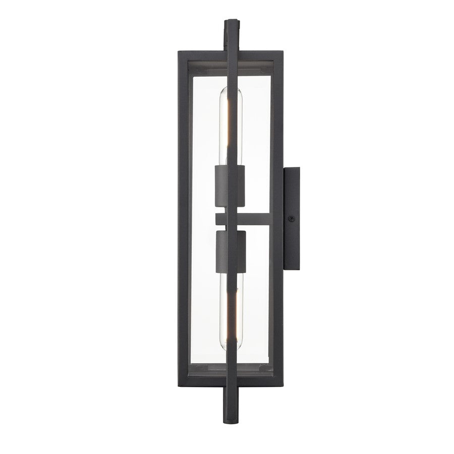 Millennium Lighting Rankin 2Lt Outdoor Wall Sconce, Black/Clear