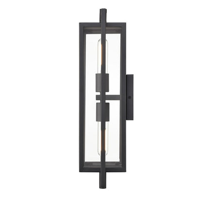 Millennium Lighting Rankin 2Lt Outdoor Wall Sconce, Black/Clear