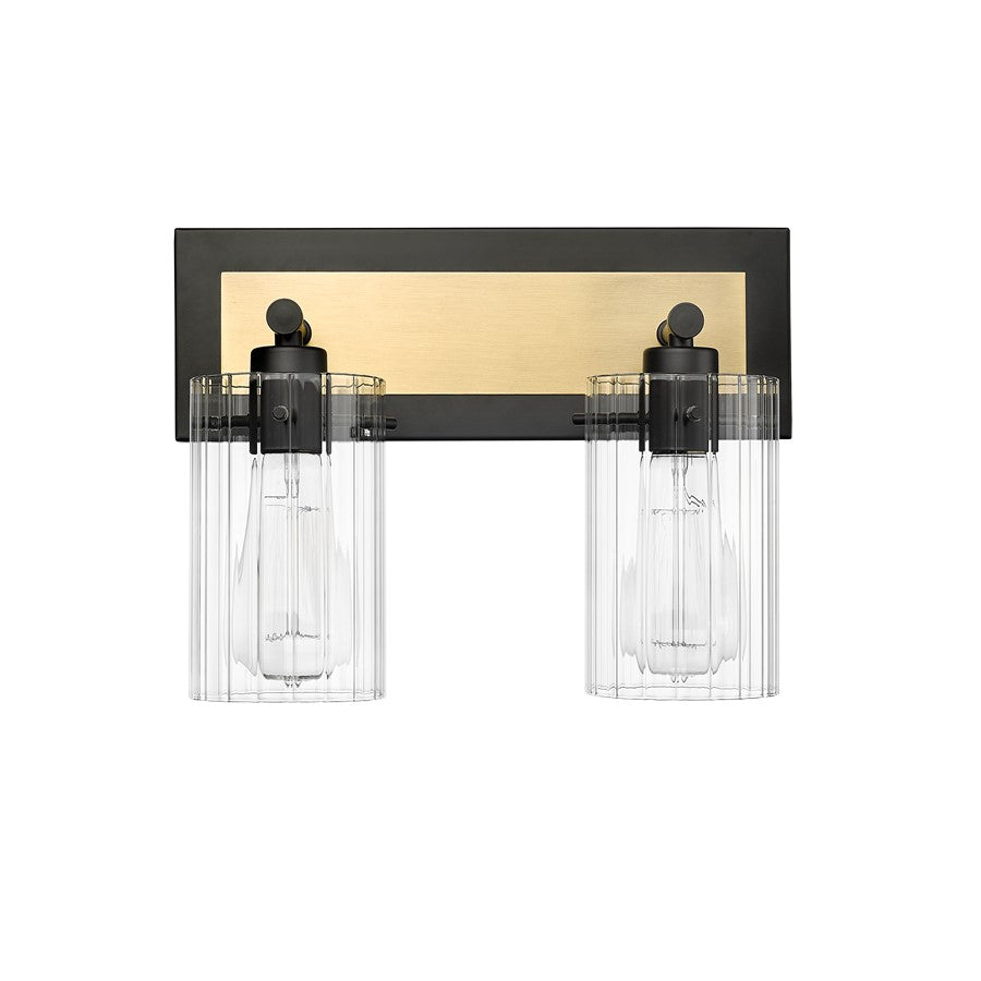 Millennium Lighting Gasol 2Lt Vanity, Black/Vintage Brass/Clear - 25002-MB-VB