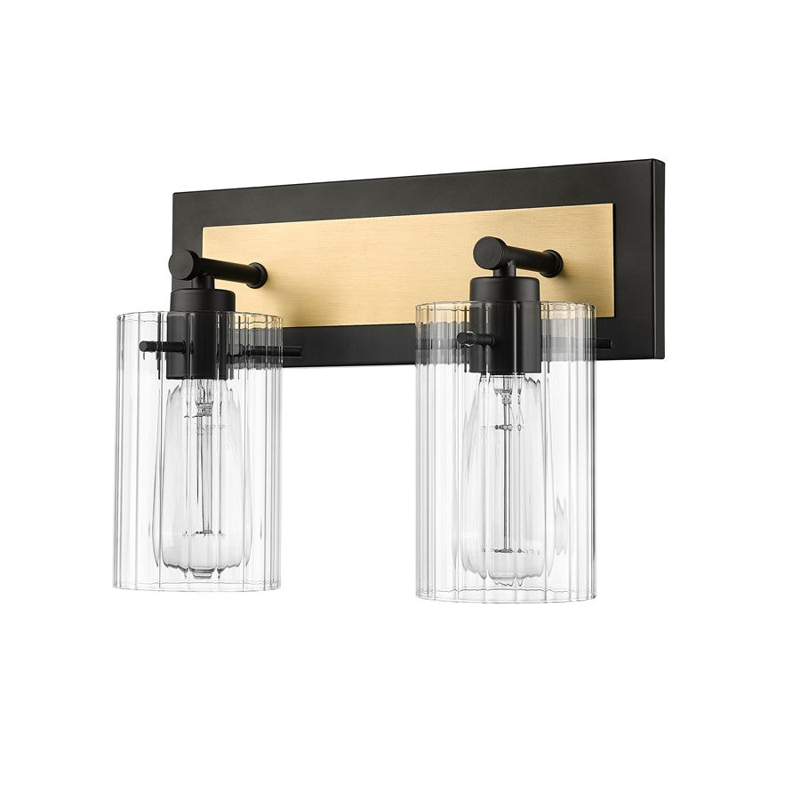 Millennium Lighting Gasol 2Lt Vanity, Black/Vintage Brass/Clear