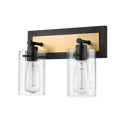 Millennium Lighting Gasol 2Lt Vanity, Black/Vintage Brass/Clear