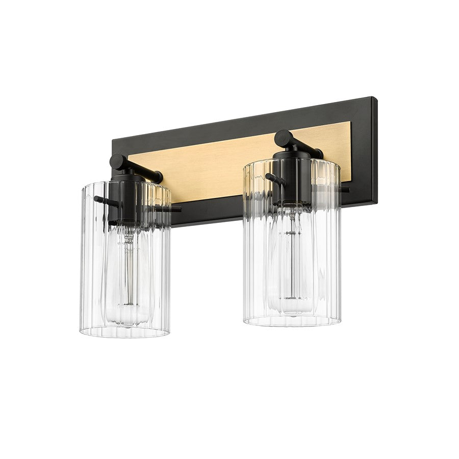 Millennium Lighting Gasol 2Lt Vanity, Black/Vintage Brass/Clear