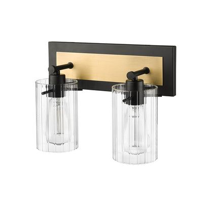 Millennium Lighting Gasol 2Lt Vanity, Black/Vintage Brass/Clear