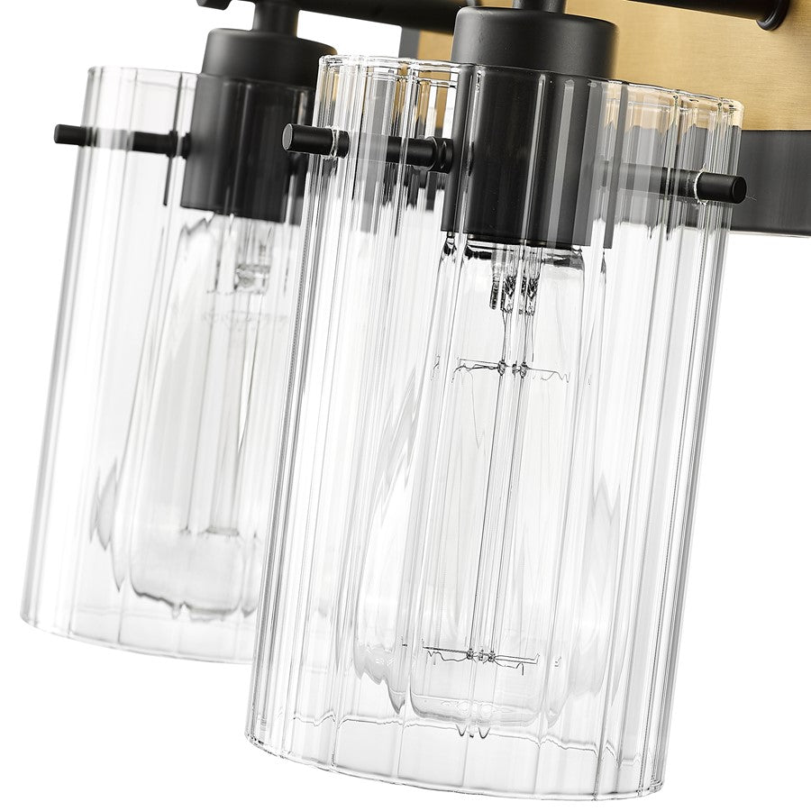Millennium Lighting Gasol 2Lt Vanity, Black/Vintage Brass/Clear