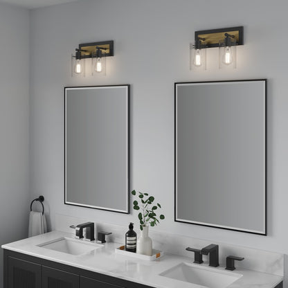 Millennium Lighting Gasol 2Lt Vanity, Black/Vintage Brass/Clear