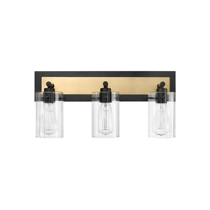 Millennium Lighting Gasol 3Lt Vanity, Black/Vintage Brass/Clear - 25003-MB-VB
