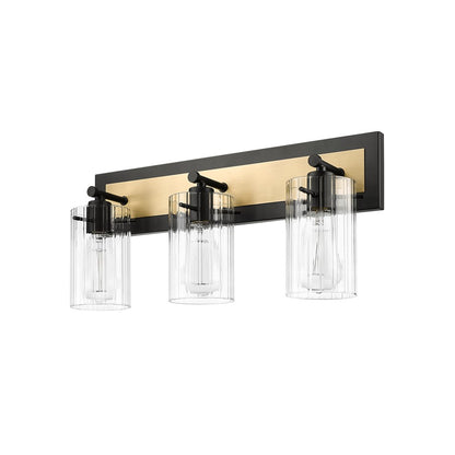 Millennium Lighting Gasol 3Lt Vanity, Black/Vintage Brass/Clear