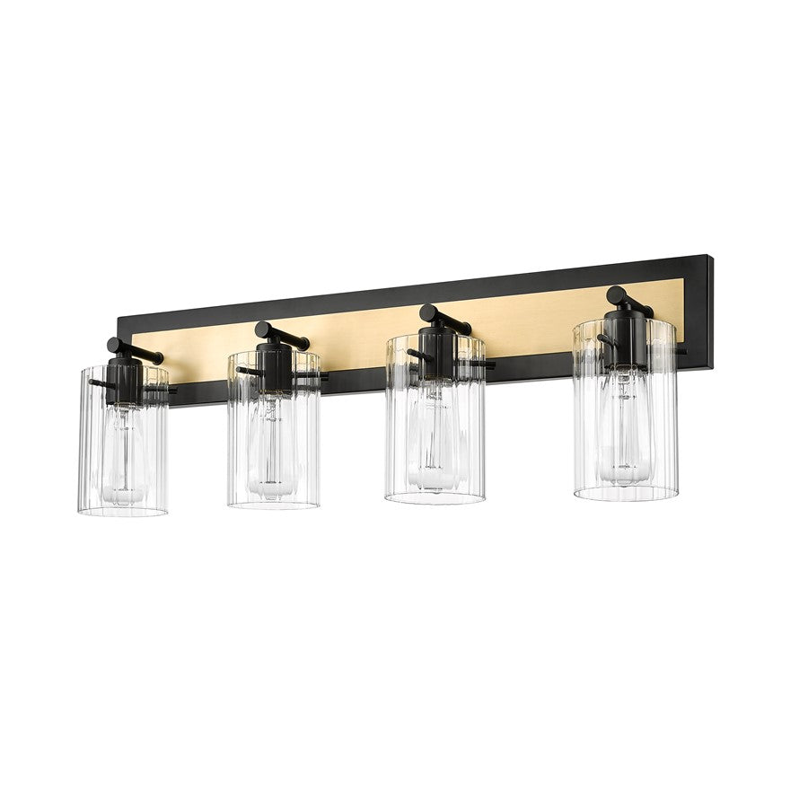 Millennium Lighting Gasol 4Lt Vanity, Black/Vintage Brass/Clear