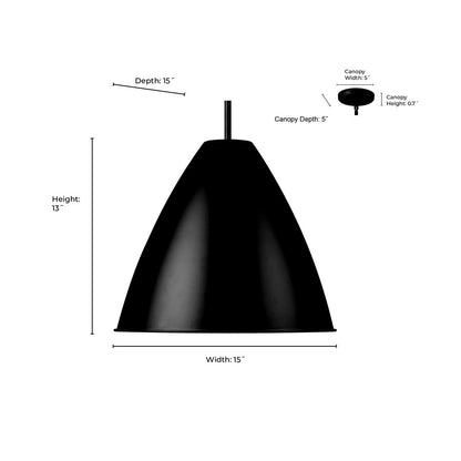 Millennium Lighting Kayman 1Lt 15" Pendant, Black/ Gold