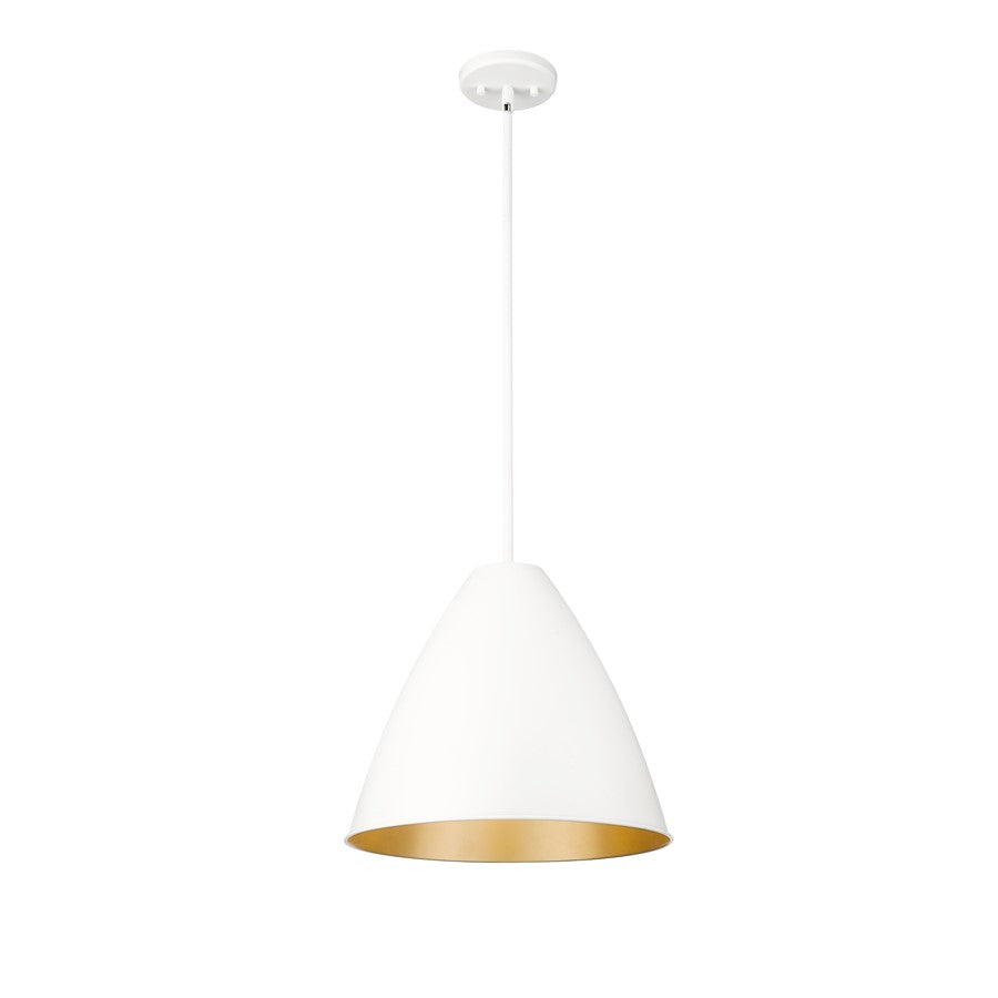 Millennium Lighting Kayman 1Lt 15" Pendant, White/ Gold - 25201-MW