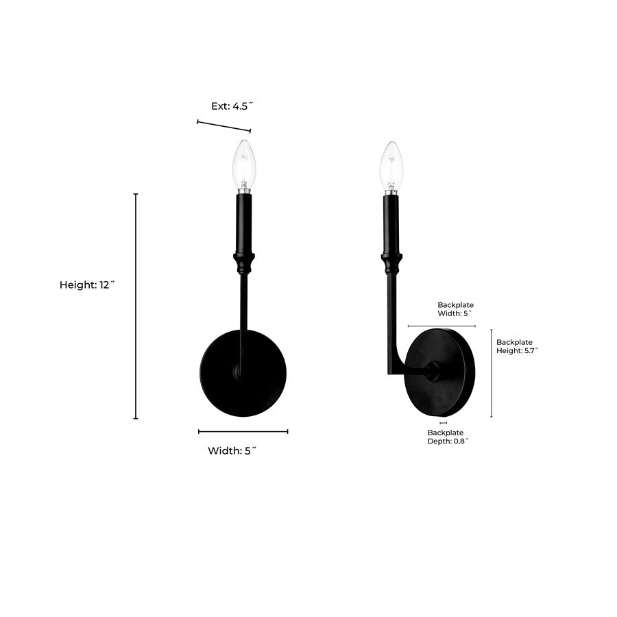 Millennium Lighting Azara 1Lt 12" Wall Sconce, Black