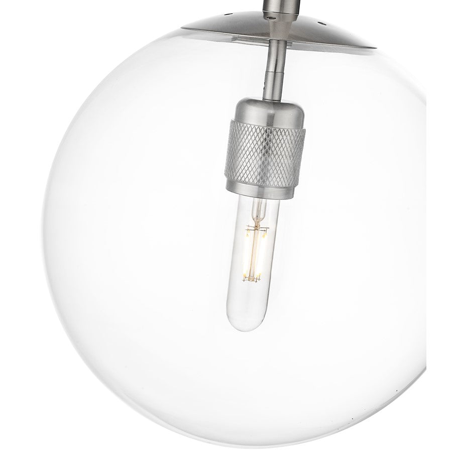 Millennium Lighting Kairo 1Lt 12" Pendant, Brushed Nickel/Clear
