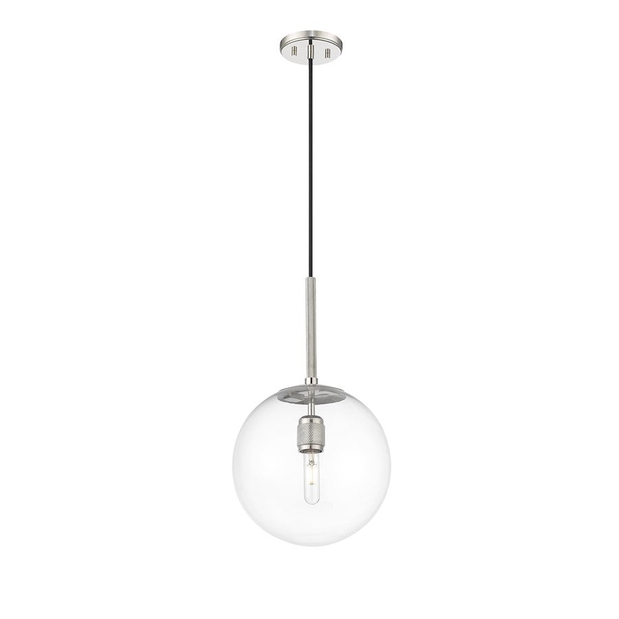 Millennium Lighting Kairo 1Lt 12" Pendant, Polished Nickel/Clear - 25401-PN