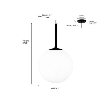 Millennium Lighting Kairo 1Lt 12" Pendant, Black/Shiny Opal