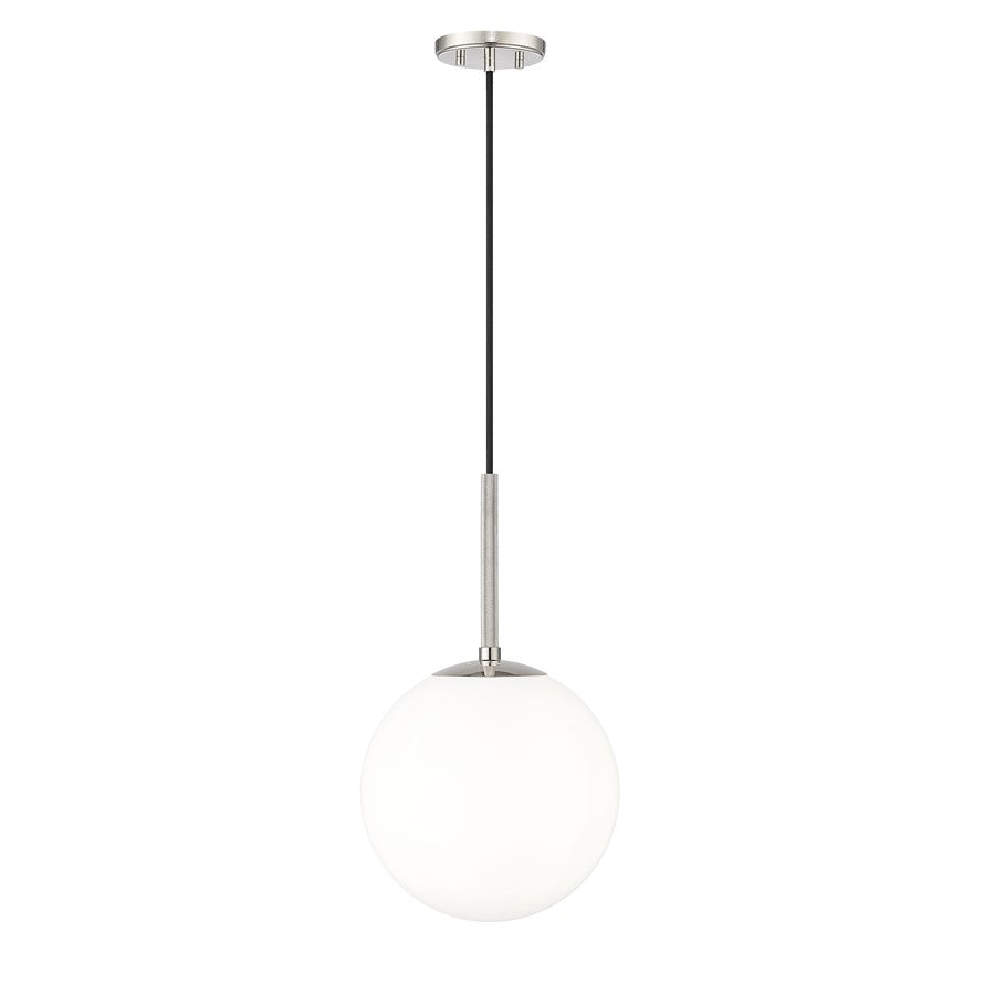 Millennium Lighting Kairo 1Lt 12" Pendant, Polished Nickel/Shiny Opal