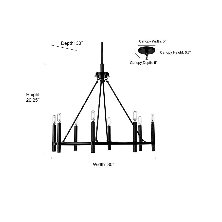 Millennium Lighting Skyva 8Lt 26" Chandelier, Black