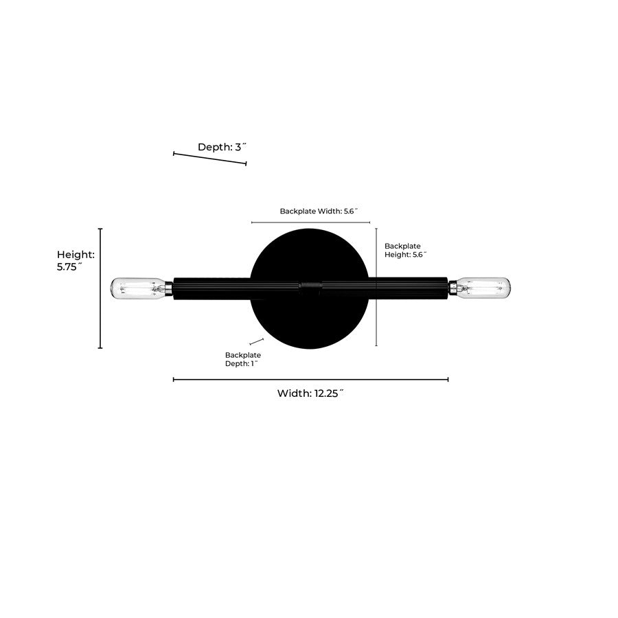 Millennium Lighting Skyva 2Lt 6" Wall Sconce, Black