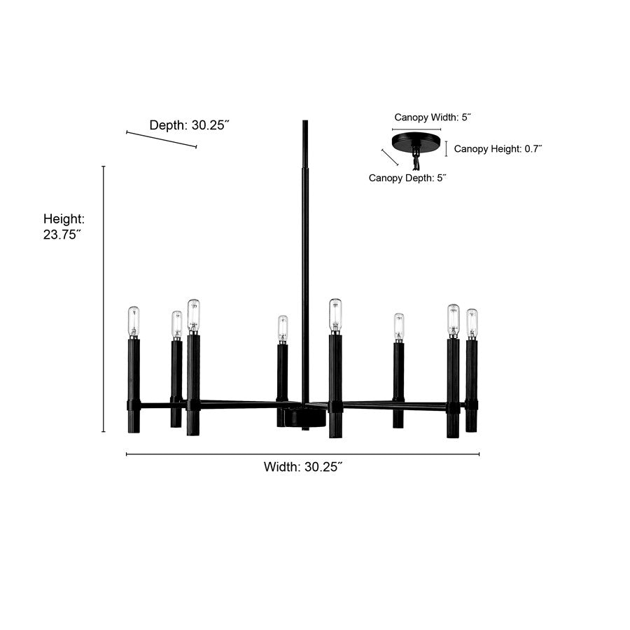 Millennium Lighting Skyva 8Lt 24" Chandelier, Black